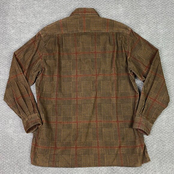 Ermenegildo Zegna Houndstooth Corduroy Shirt Men's Medium Brown Cotton Italy - Picture 3 of 11